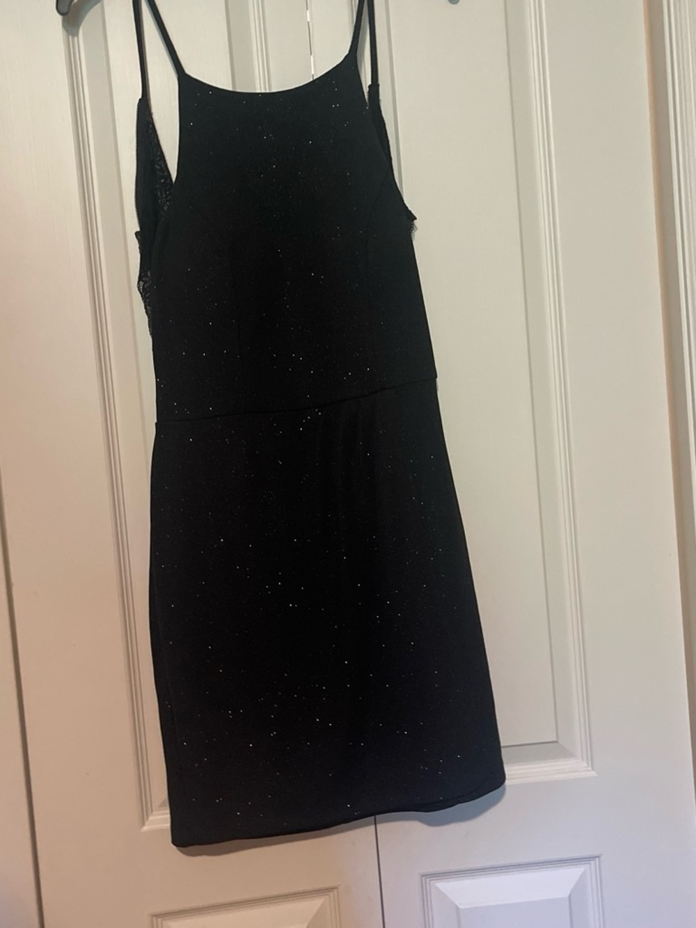Women's Black Sparkle Midi Slip Dress - Elegant Evening Wear